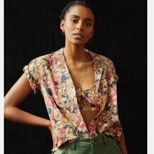 Anthropologie printed voile surf shirt
